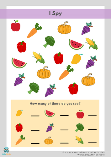 Fruit and Vegetable Themed Worsheets