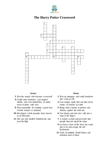 Harry Potter Based Crossword Puzzle